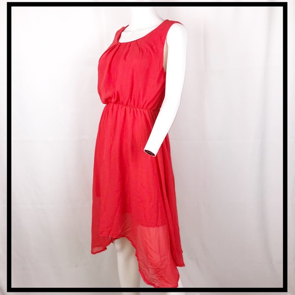 ✨ Watermelon Red, Sleeveless, Flowing Mini Dress - Picture 3 of 5
